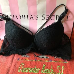 Black lace wide back bra
